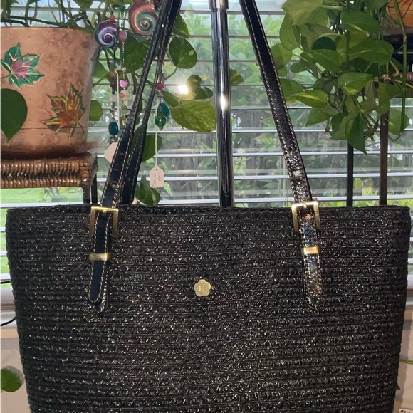 ERIC JAVITS BLACK STRAW SHOULDER BAG - Picture 6 of 12